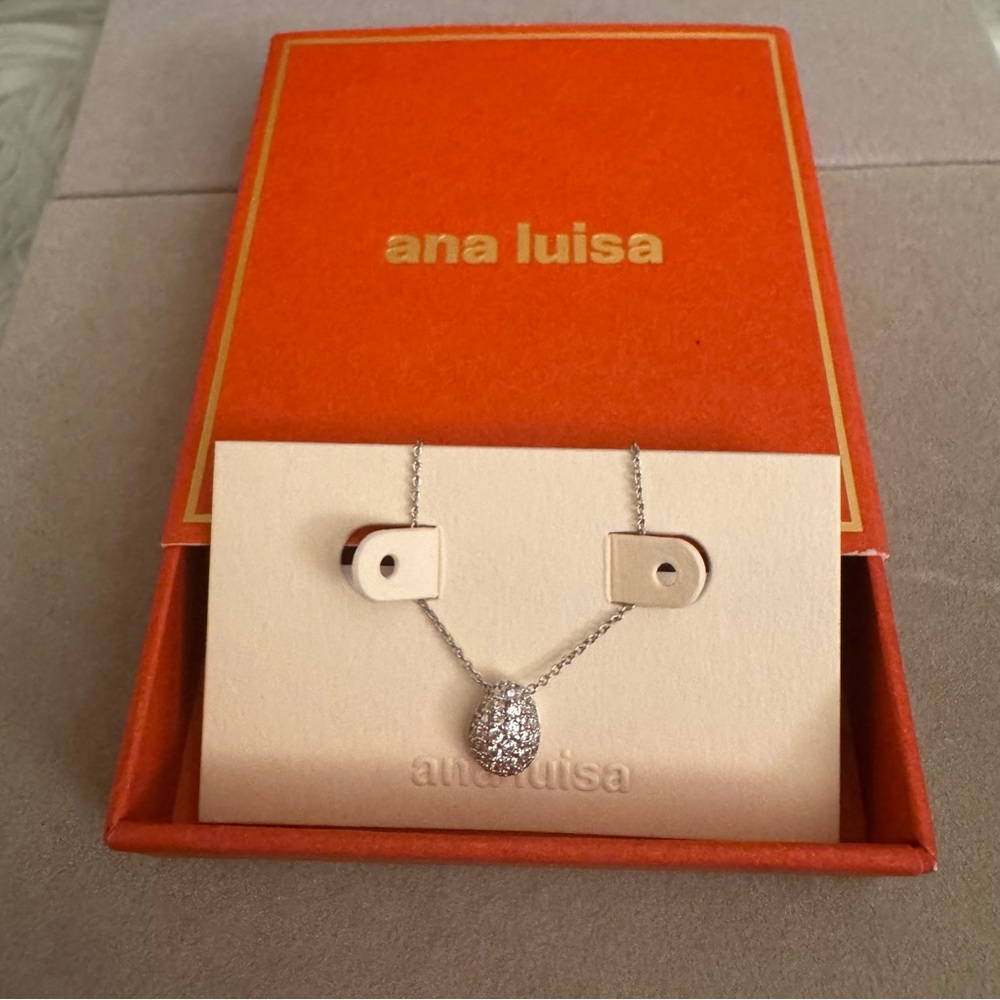 Ana Luisa Pebble Mini Reversible Necklace - Pavé & Smooth Silver - Tarnish-Free